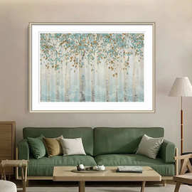 美式客厅沙发背景墙装饰画卧室床头餐厅植物挂画横版书房静谧壁画