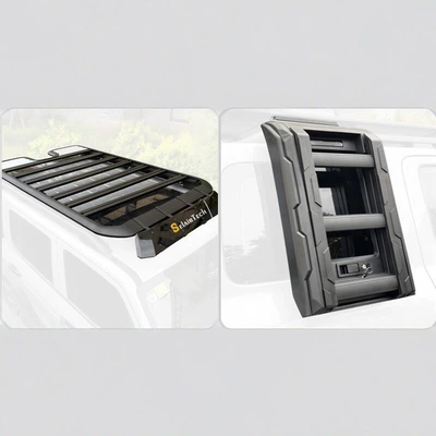 ladder, backpack, tent, canopy, Roof rack - sports-modelroof-platform-ladder-noise-reducing-spoiler-included-no-need-to-drill-holes