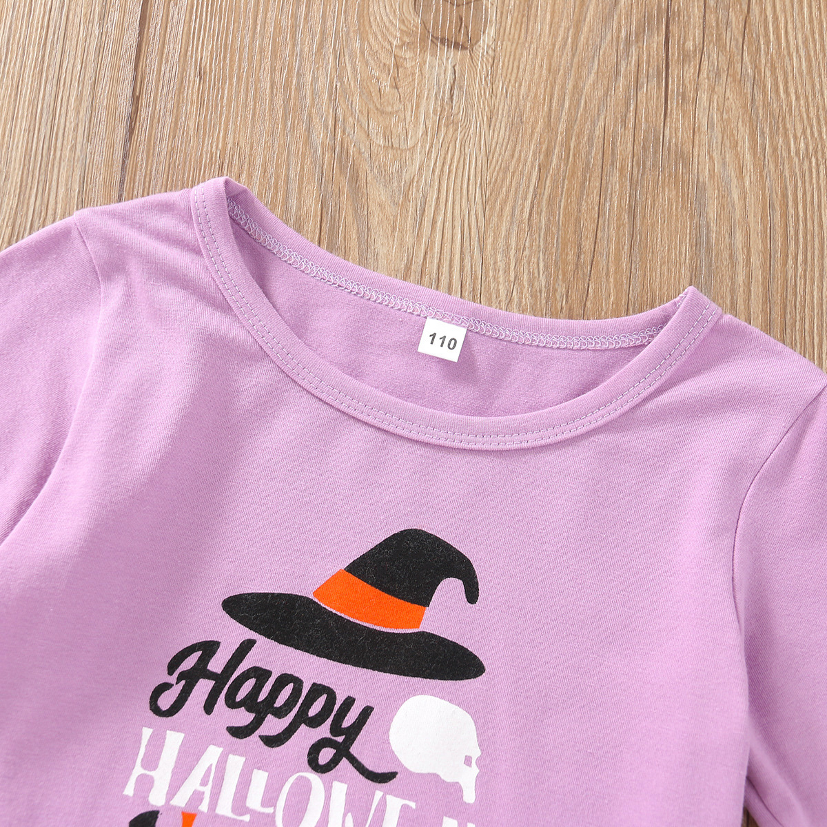 Halloween Fashion Pumpkin Letter Ruffles Cotton Girls Clothing Sets display picture 3