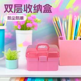 美甲工具箱指甲油胶收纳箱咕卡双层收纳盒涟影手提箱居家收纳工具
