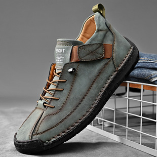 Autumn and Winter Popular Foreign Trade Cross-Border Large Size Men's Mid-Top Martin Boots Outdoor Casual Shoes Workwear Stitched Men's Shoes