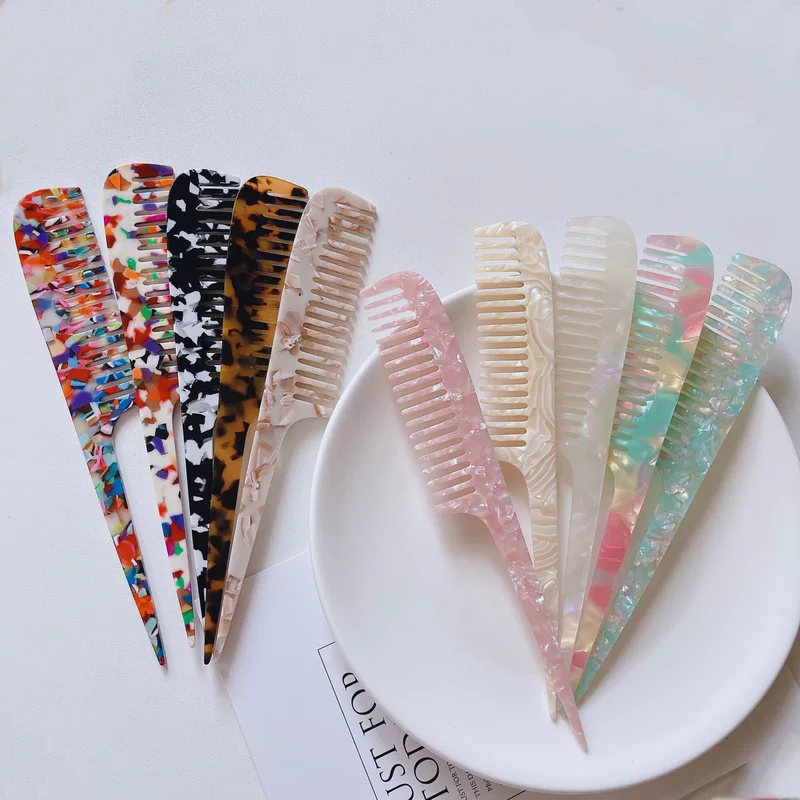 High -quality ~ South Korea's simplicity marble texture long -handle tail comb combs anti -static hair combing combed cross -border
