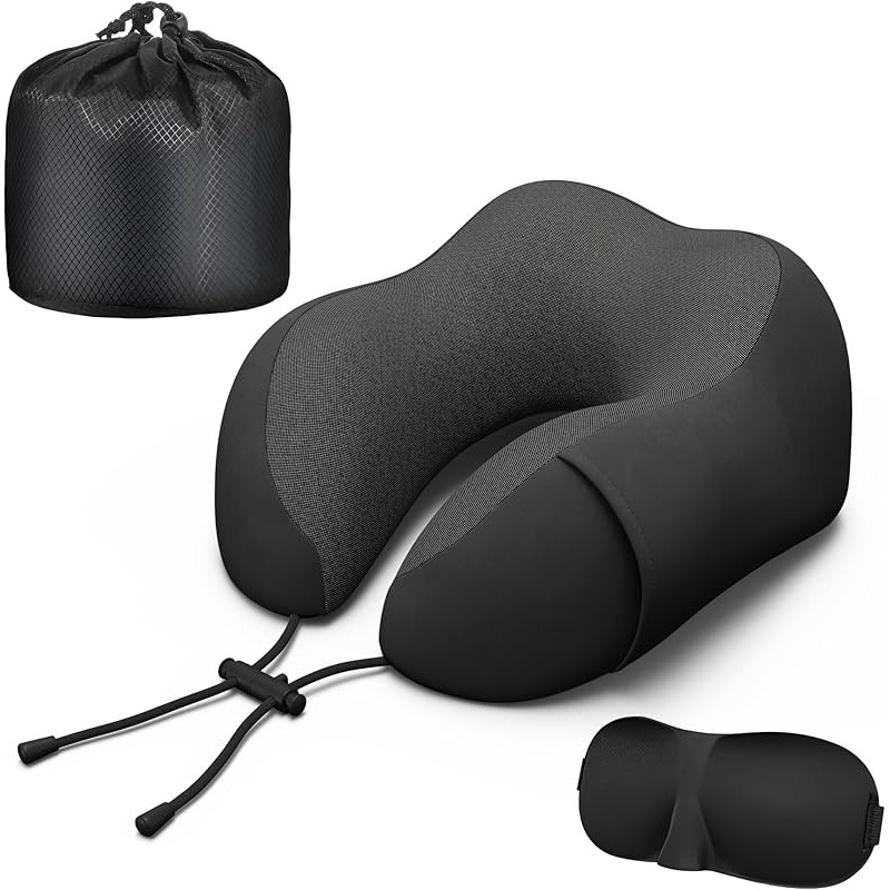 Neck Travel Pillow, Upgraded Version Of Memory Foam For Airplanes, Machine Washable, Adjustable U-shaped Flight Pillow_voghion.com