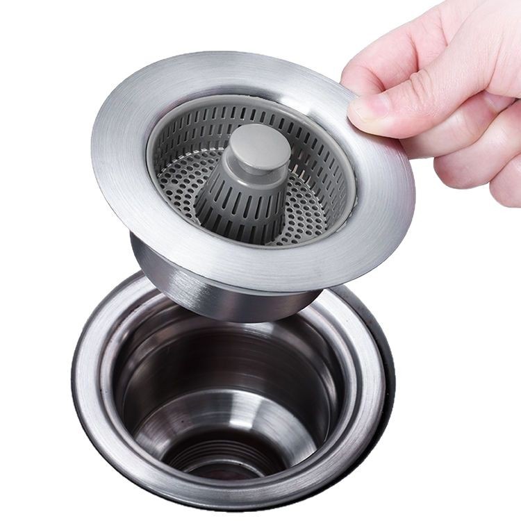 Tapón de drenaje universal de acero inoxidable para fregadero, antiolor y antifugas, con doble filtro