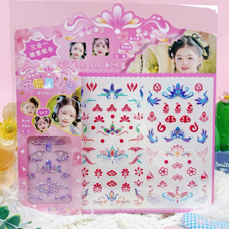 Children's Stage Makeup Gem Stickers Girl's Face Decorative Tattoo Stickers Eye Corner Eyebrow Crystal Diamond Stickers