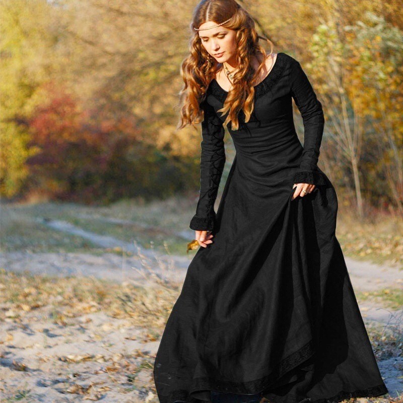 2025 Amazon Independent Site Wish Medieval Retro Dress Women's Long Sleeve Performance Costume European and American Cross-Border Women's Clothing 2025 Amazon Independent Site Wish Medieval Retro Dress Women's Long Sleeve Performance Costume European and American Cross-Border Women's Clothing