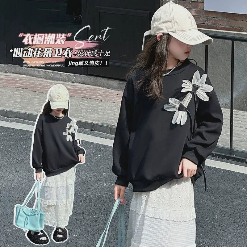 Трансграничные 2024 новые девушки осенние и зимние банты дизайн свитера черная иностранная модная топ для внешней торговли