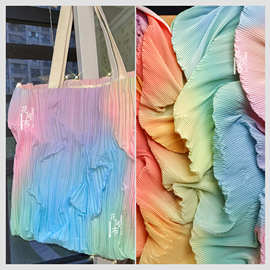 三宅一生布七彩虹褶皱肌理 立体压褶自制手工背景装饰设计师面料