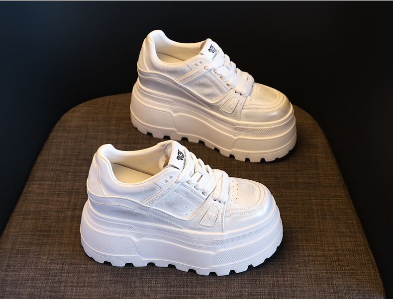 Giày sneaker nữ đế dày độn cao bên trong, phong cách thời trang dáng nhỏ — Màu vàng sâm panh chi tiết 5