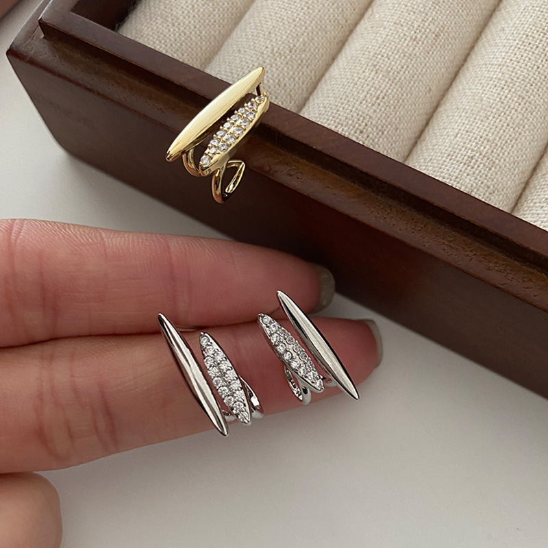 Línea de metal pendientes de doble capa Corea del Sur personalidad simple estilo frío joyería del oído exquisita Luz de lujo de alto grado para las mujeres image 5
