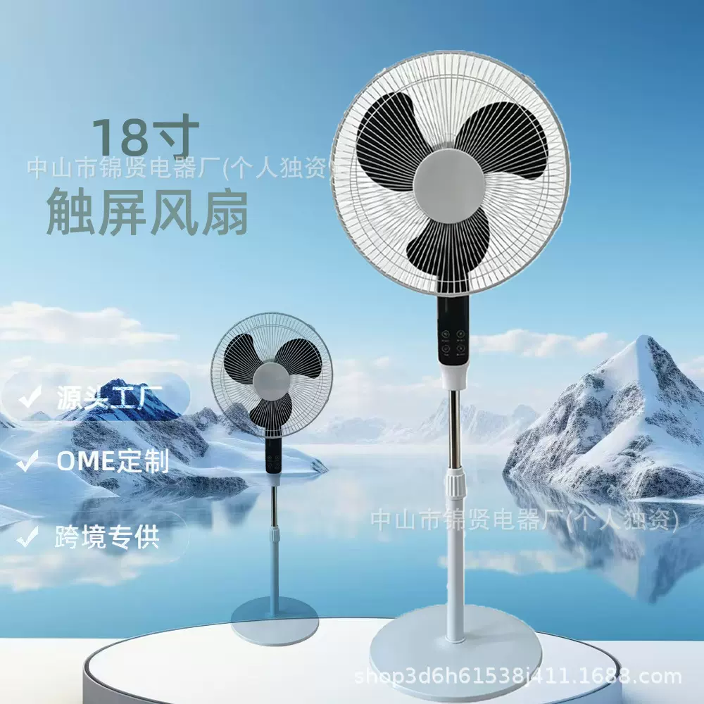 电风扇可摇头定时跨境16寸触屏定时大功率落地扇110v220v