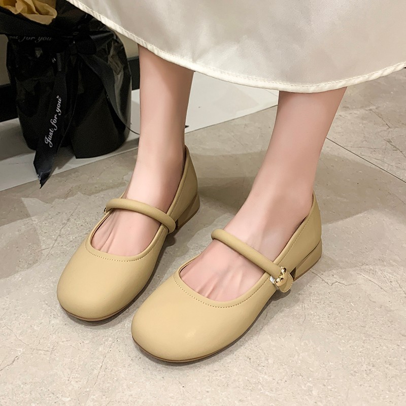 Women's Shallow-cut Single 2026 New Summer Style With Chunky Heels Soft Soles, Elegant And Gentle French Mary Jane_vogvips.com