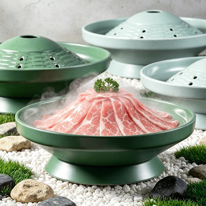 Melamine creative dry ice tripe plate, popular in hot pot restaurants, volcano plate, smoky snowflake beef plate, commercial use