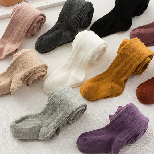 New children's pantyhose spring and autumn combed cotton medium and large size girls' pantyhose baby leggings dropshipping