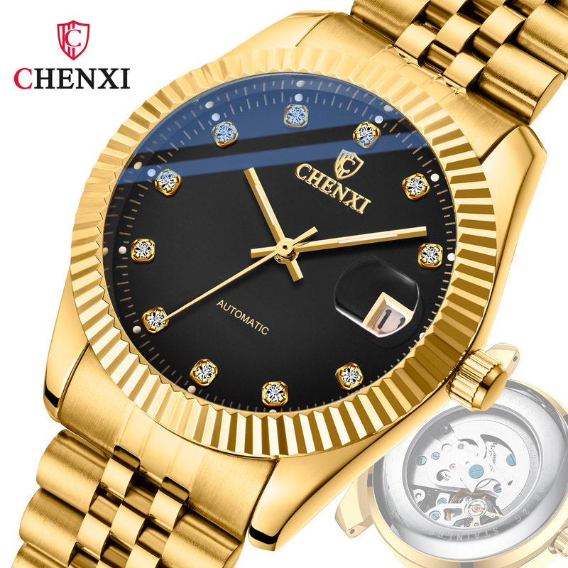 Golden mechanical watch CHENXI brand steel band watch 8804A factory direct fashion trendy business mechanical watch
