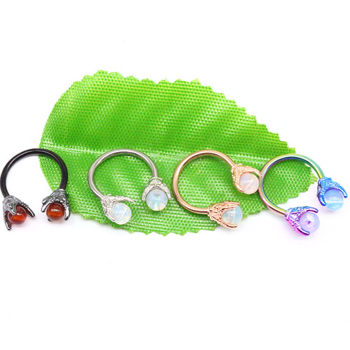Gaibei European and American cross-border dragon claw nose ring 12*10 stainless steel nose ring opal nose nail nose decoration colorful nose ring