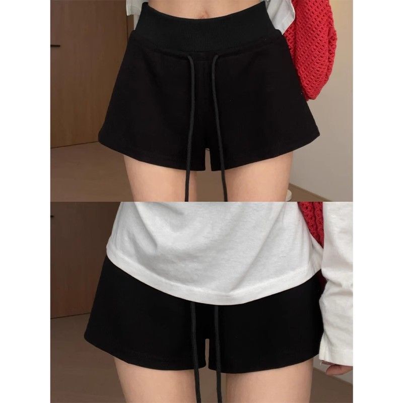 Black Sports Shorts for Women 2025 New Slim Drawstring Cycling A-Line Hip-Hugging Tight Casual Hot Girl Yoga Pants