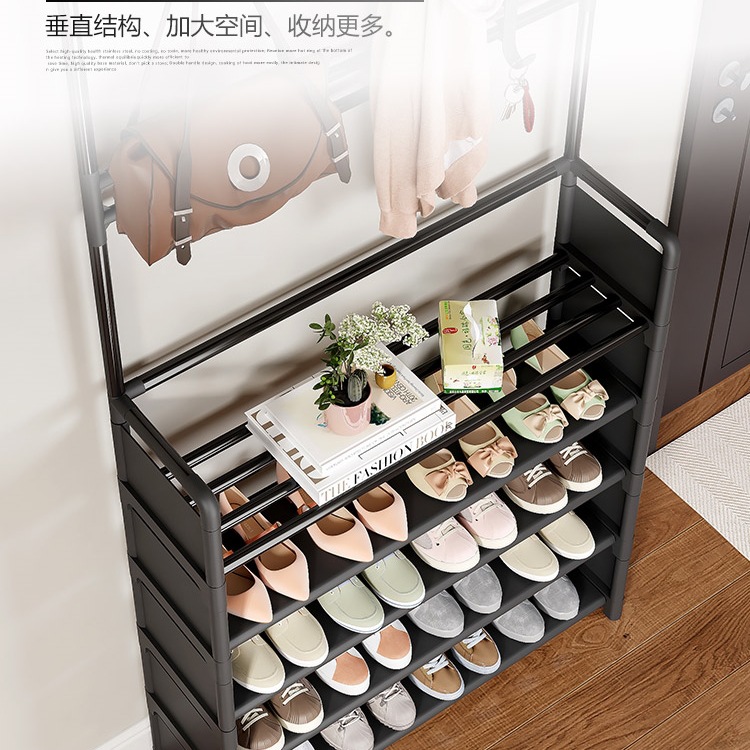 Estante de zapatos doméstico puerta de entrada simple armario de zapatos multicapa almacenamiento a prueba de polvo percha de ropa percha de ropa integral alquiler