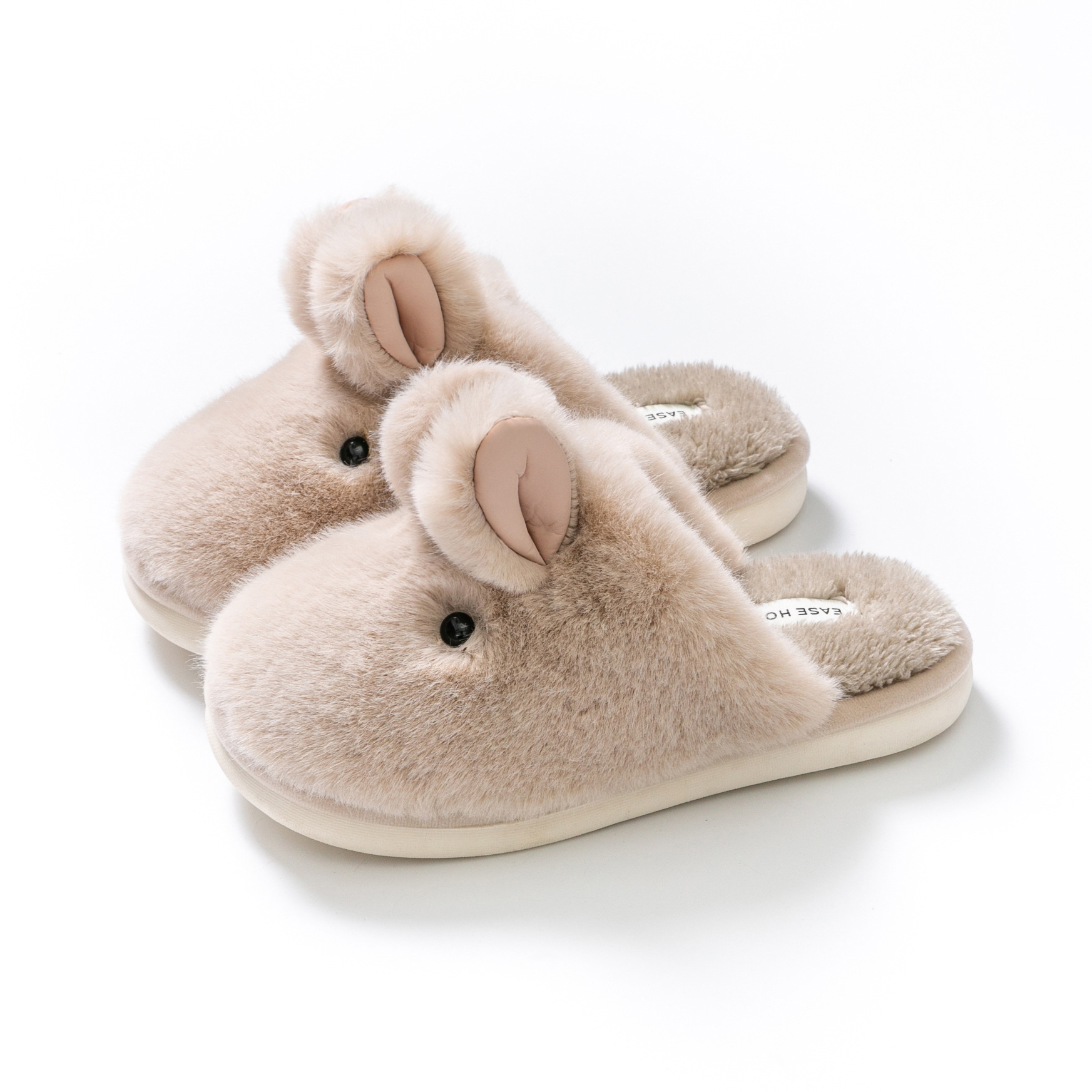 thumbnail image 1 of Zapatillas de algodón de conejo de Jade para mujer, invierno, dibujos animados lindos Baotou, pareja en casa, padres e hijos, hombres, uso doméstico peludo, 1 of 5