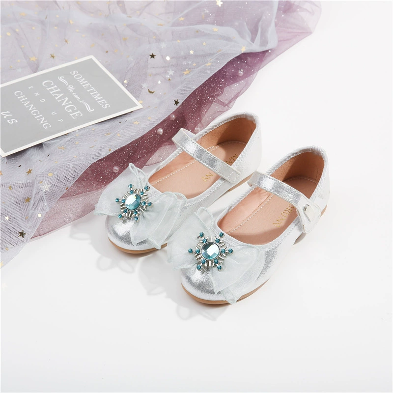 Девушки Aesa блестящие кроссовки принцессы 2023 весна новые детские мягкие подошвы минималистские одиночные туфли маленькая девочка снежинка одиночные туфли