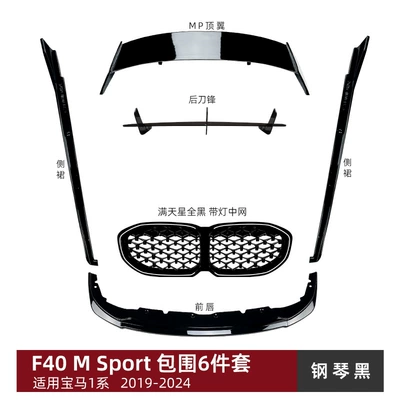 Big Surrounded m Sport 2019+ Front Lip Spoiler - 6-piece-body-surround-set-piano-black