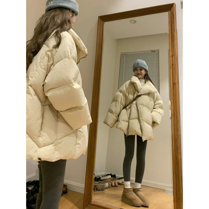 设计感廓形斜拉链棉服女冬季2024新款加厚保暖宽松慵懒风棉衣外套