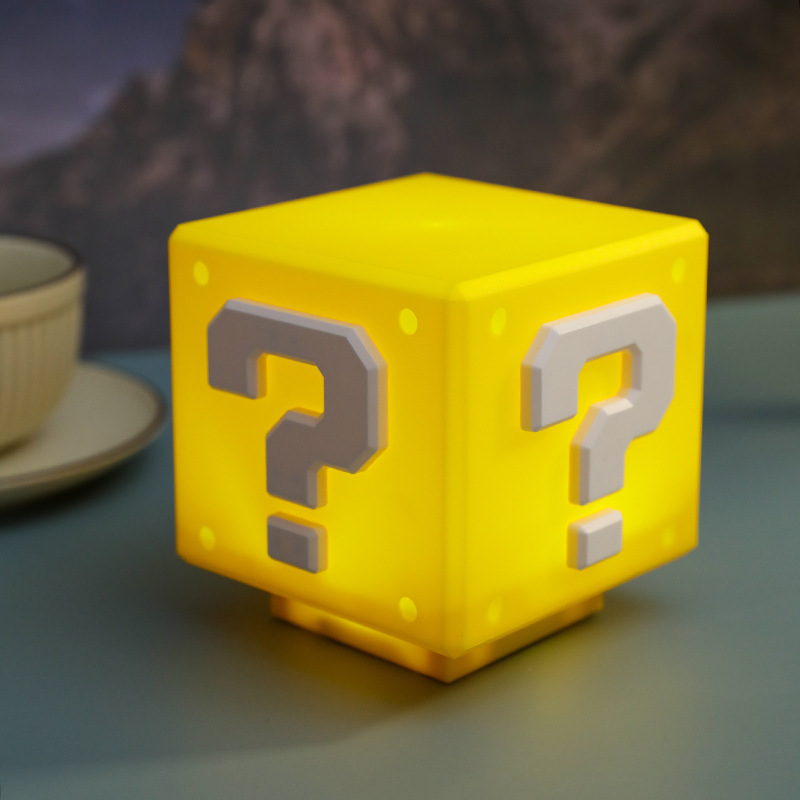 Super Mary LED Mario interrogación cuadro de lámpara silenciosa decoración de la habitación de cabecera de la cama luces de atmósfera creativas luces de noche