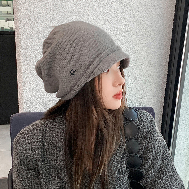 秋冬帽子女显脸小堆堆帽韩版百搭包头护耳帽保暖针织毛线帽月子帽|undefined