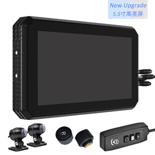 5.5inch Motorcycle Driving Recorder Wireless Carplay Projection Screen Navigation Tire Pressure Detection Front and Rear Dual Lenses