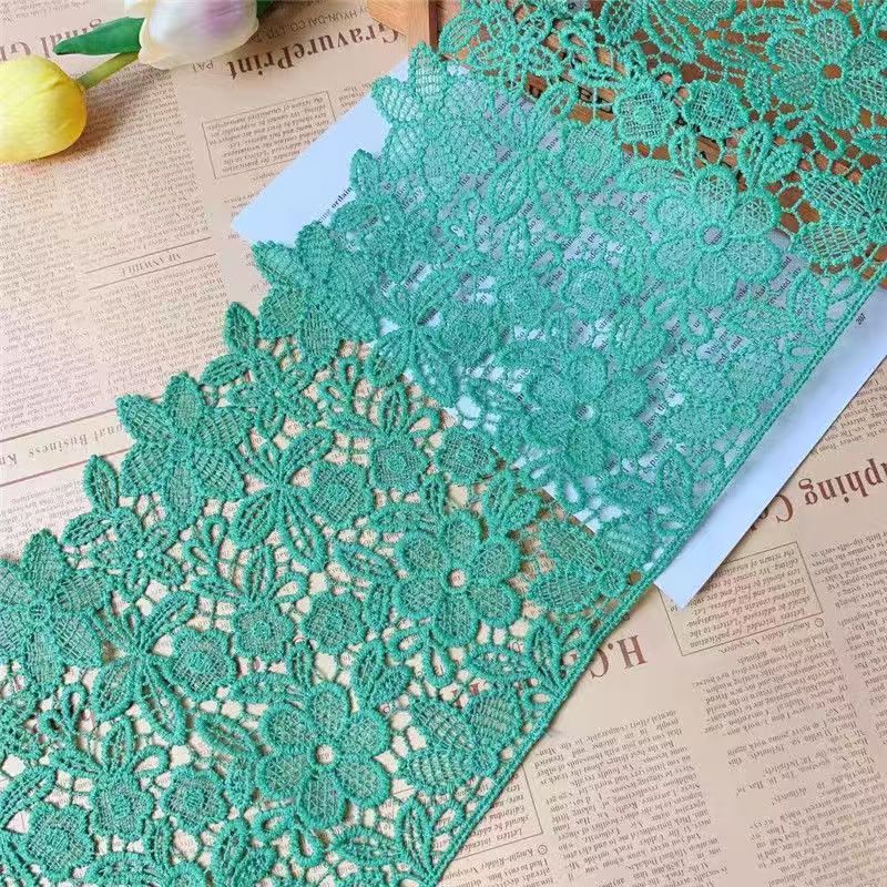 18 cm hierba verde acuoso hueco poliéster bordado encaje cortina tela de mes falda DIY material decorativo