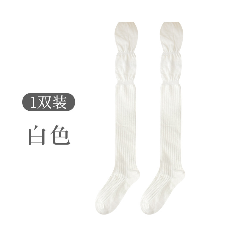 膝を越えた太ももの靴下の女性の純色の二重の日本の積み重ねの靴下は滑り止めができません。