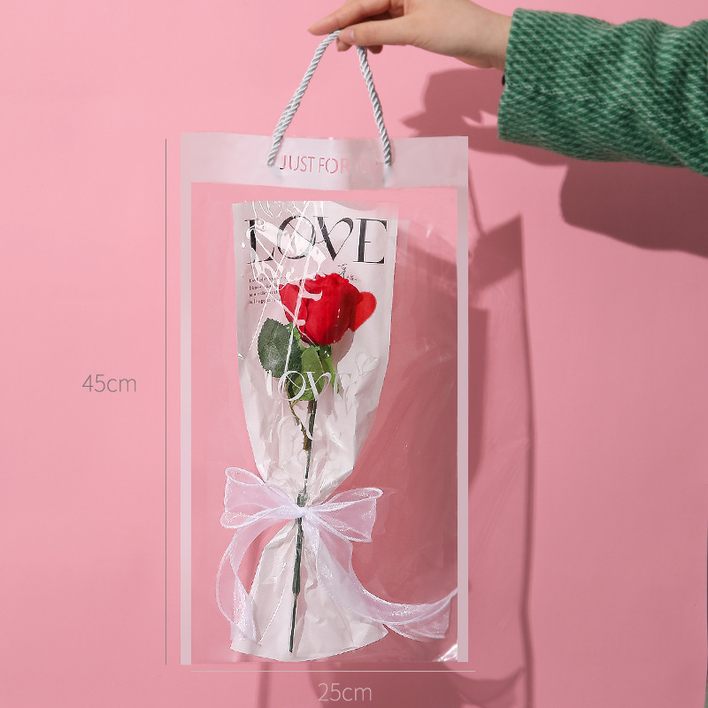 Bolsa para arreglos florales del Día de la Mujer, impermeable, para una sola flor, material de embalaje para floristería, bolso transparente para flores