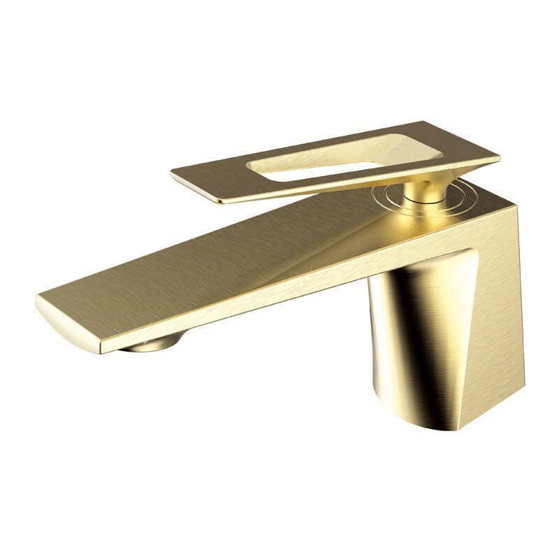Cross-Border Single-Handle Hot and Cold Basin Faucet, Brass Material, Black Brushed Gold Bathroom Faucet