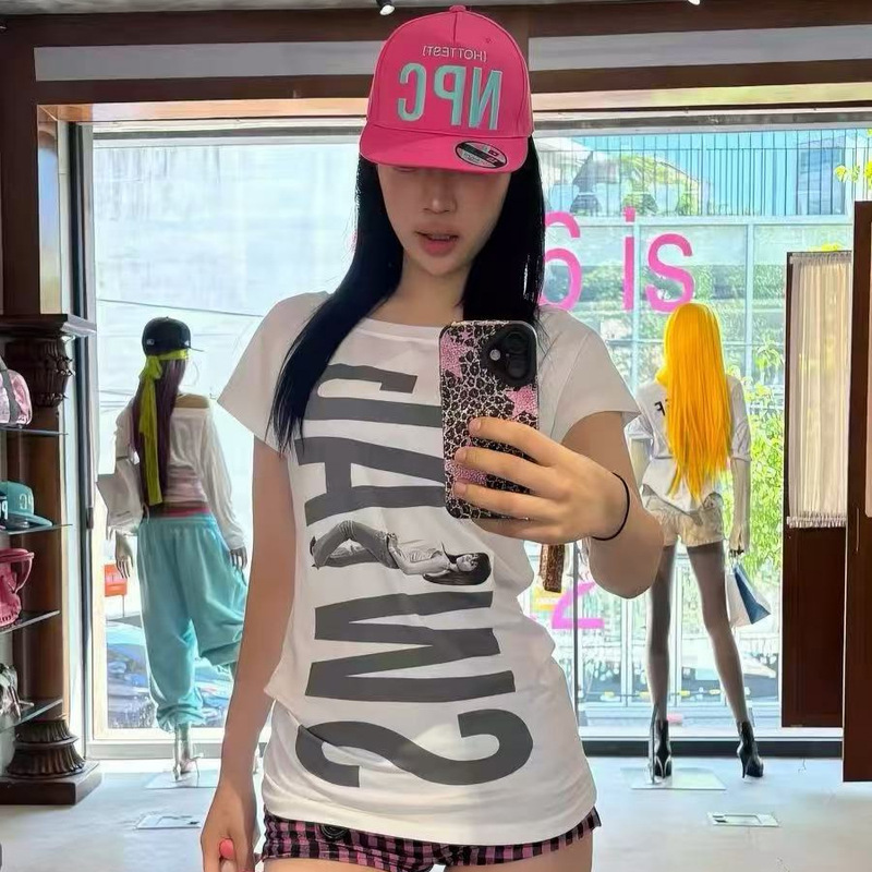 In Stock/Blogger's Same Style Korean Trendy Brand Relaxed Letter Print Loose Top Spicy Girl Short-Sleeve T-Shirt In Stock/Blogger's Same Style Korean Trendy Brand Relaxed Letter Print Loose Top Spicy Girl Short-Sleeve T-Shirt