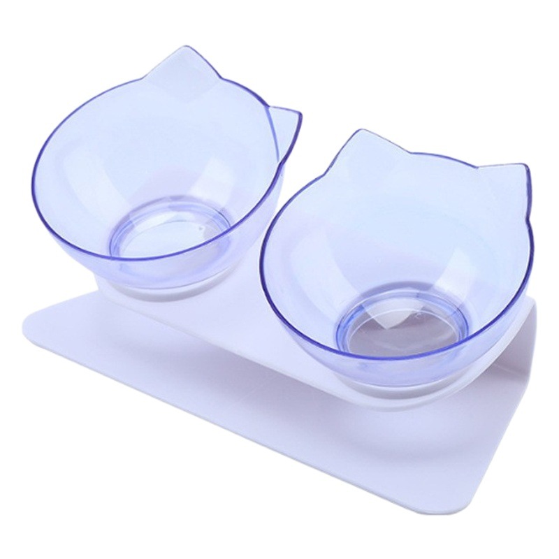 Cruz-frontera caliente gato tazón inclinación 15 grados anti-knock comida tazón de beber y comer conjunto de suministros de mascotas de doble uso en stock al por mayor