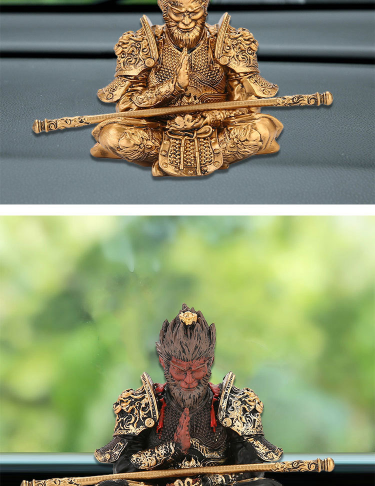 Black Myth Game Merchandise: Wukong Figure with Golden Hoop Staff, Zen-Style Sitting Posture, Living Room Tea Table Decoration, Tea Pet, Car Ornament