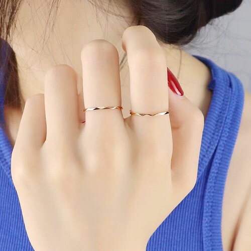 1mm Rhombus Elegant Lady Ring, High-end Versatile Slim Band Ring, European and American Cross-border Stackable Joint Ring, Hand Decorative Accessory