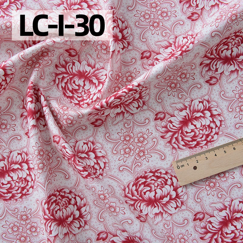 纯棉布料手工diy衣服包包田园碎花印染全棉面料棉布卡其红色花园