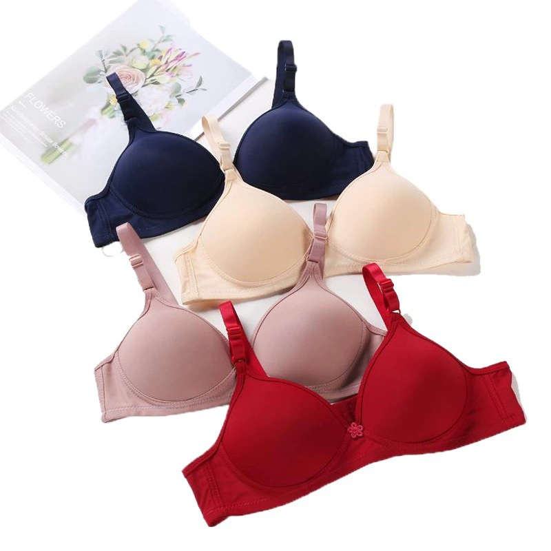 Модный простой однотонный универсальный комфортный тонкий бесшовный бюстгальтер для девочек и студенток на все сезоны 2024 года