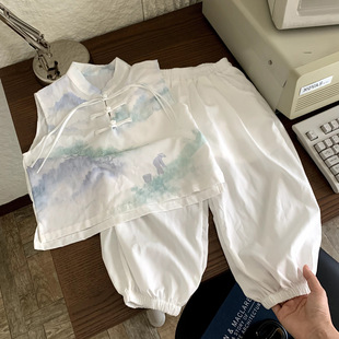 Boys' Summer Chinese-Style Outfit Hanfu Daily Wearable Thin 2025 New Stylish Children's Summer Sleeveless New Chinese Style