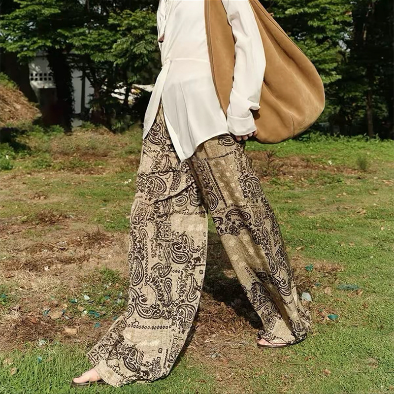 Pantalones anchos de algodón y seda para mujer, pantalones casuales de rayón, suaves y cómodos con efecto drapeado, pantalones de dormir para mujer.