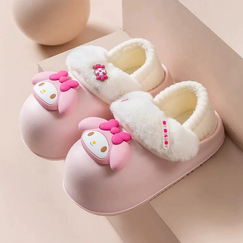 Съемные хлопчатобумажные тапочки женские наружные мультфильмы милые толстые подошвы съемные женские сумки и туфли для родов теплые хлопчатобумажные туфли