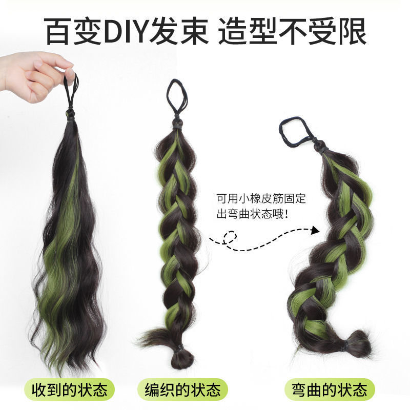 Peruca de cabello de mujer imitación de cabello humano teñido cabello largo cola de caballo dopamina trenzado trenzado natural aumento de cabello de color haz de cabello