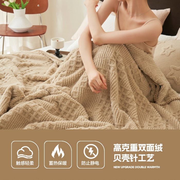 Nuevo estilo waffle Jacquard mantas de una sola capa de invierno cálido y grueso mantas de peluche de leche mantas de siesta