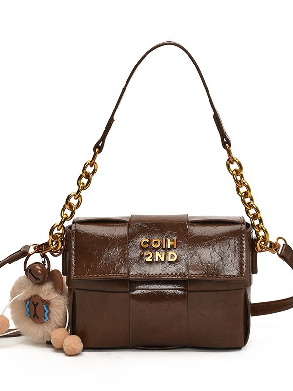 Bolso tejido de cuero de cera de aceite de alta calidad para mujer 2025 primavera nueva moda casual bandolera de moda de nicho