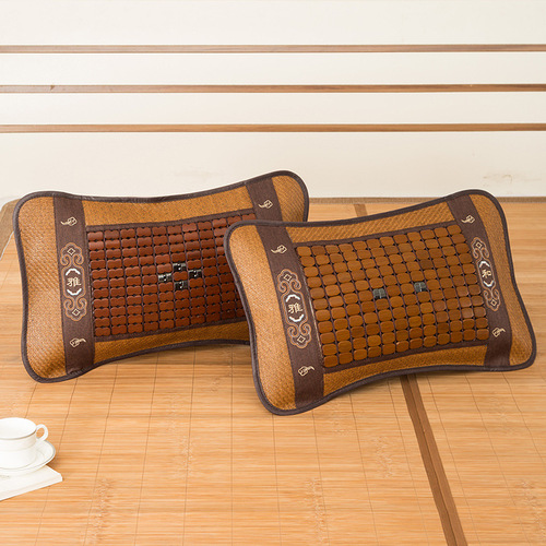 IYR7 Summer Cooling Pillow for Adults, Mahjong Bamboo Mat Pillow for Students and Adults, Single Tea Leaf Pillow, Cool Summer Buckwheat Protection