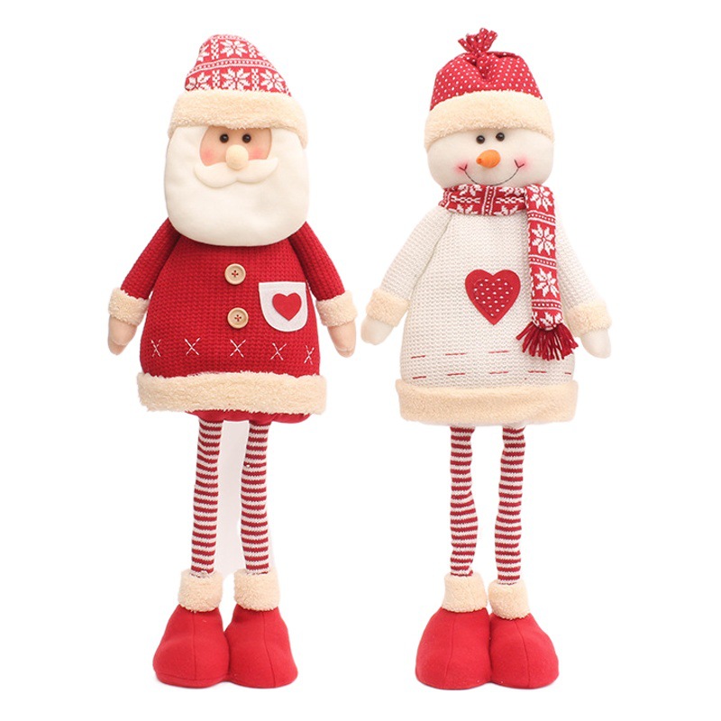 Muñeco de Santa Claus/reno de tela, piernas extensibles, decoración