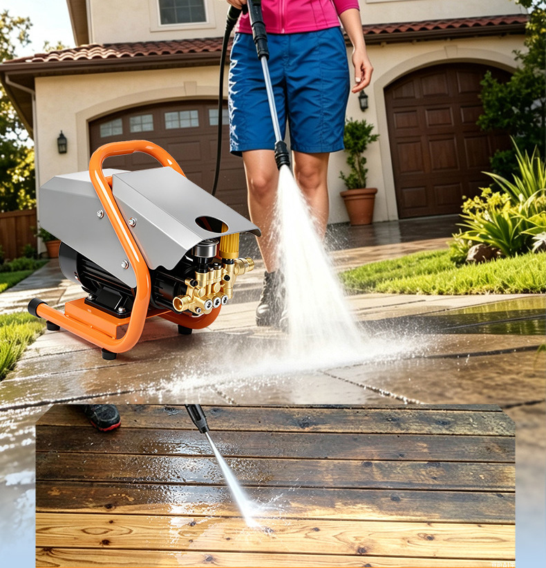 High-pressure car wash machine, suitable for home and commercial use, 220V, for cleaning farms and courtyards, with a powerful water gun and high-power water pump