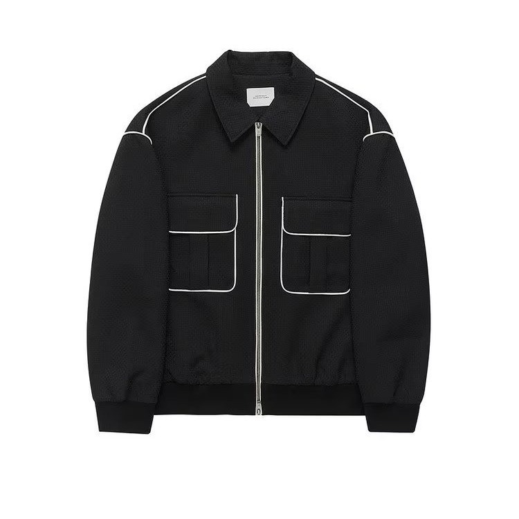 Wettbewerbsfähiger Stil schwarz-weißer Rand helle Linie High-End-Design Sinn Revers für Männer 2024 Frühling und Herbst lose_voghion.com