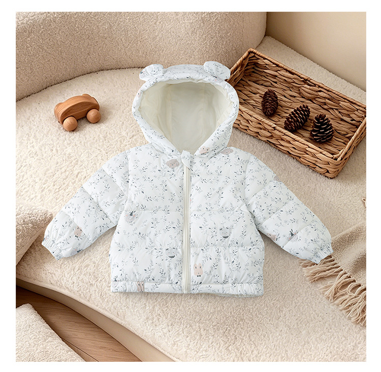 Chaqueta con Capucha Infantil con Dibujos de Fibra de Poliéster, Con Capucha, para Invierno
